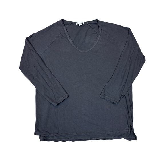 Standard James Perse Linen Blend Scoop Neck Long Sleeve Shirt Women's 1/S - Picture 1 of 9